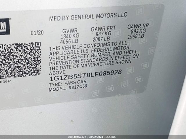1G1ZB5ST8LF085928 Chevrolet Malibu Fwd Ls