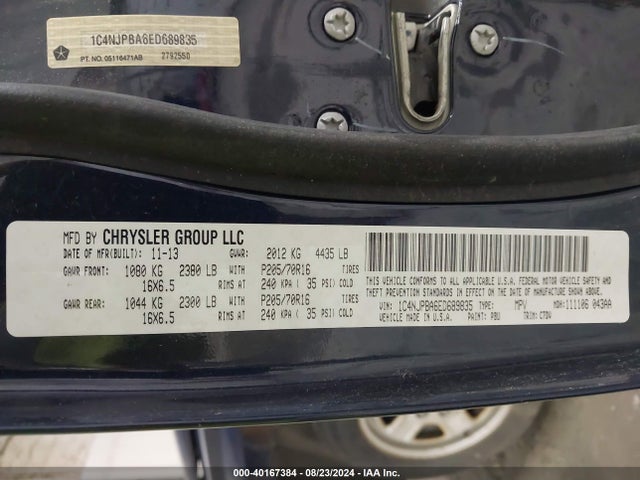 1C4NJPBA6ED689835 Jeep Patriot Sport