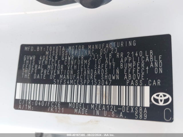 Toyota COROLLA SE 2023 5YFS4MCE5PP153047 Image 9