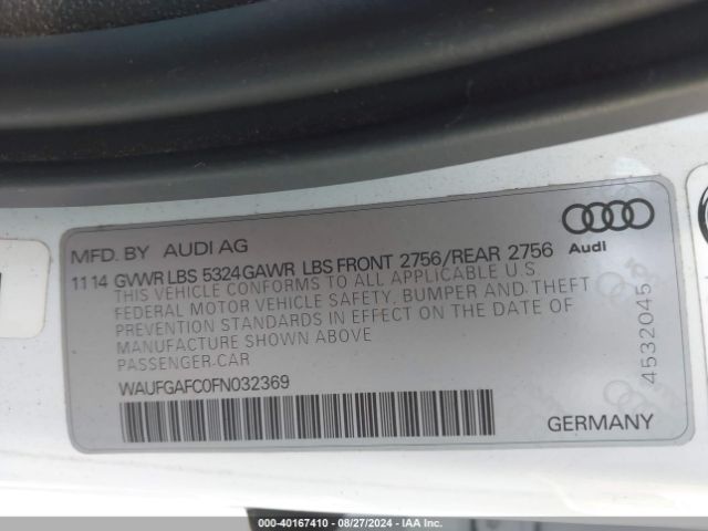WAUFGAFC0FN032369 Audi A6 3.0t Premium Plus