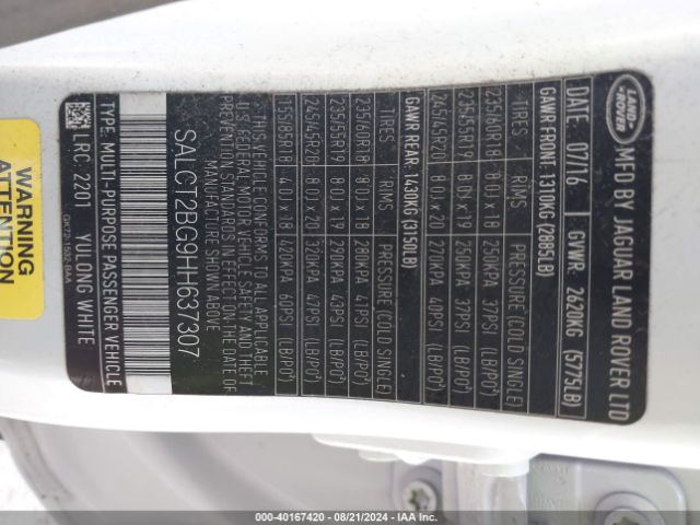 SALCT2BG9HH637307 Land Rover Discovery Sport Hse Lux