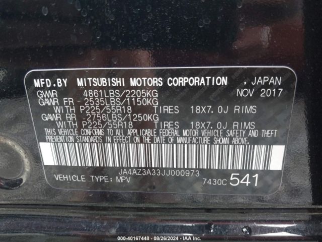JA4AZ3A33JJ000973 Mitsubishi Outlander Se