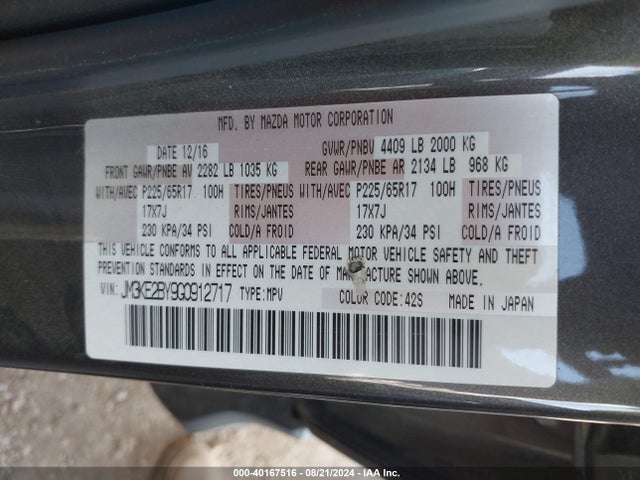 Mazda CX-5 SPORT 2016 JM3KE2BY9G0912717 Image 9