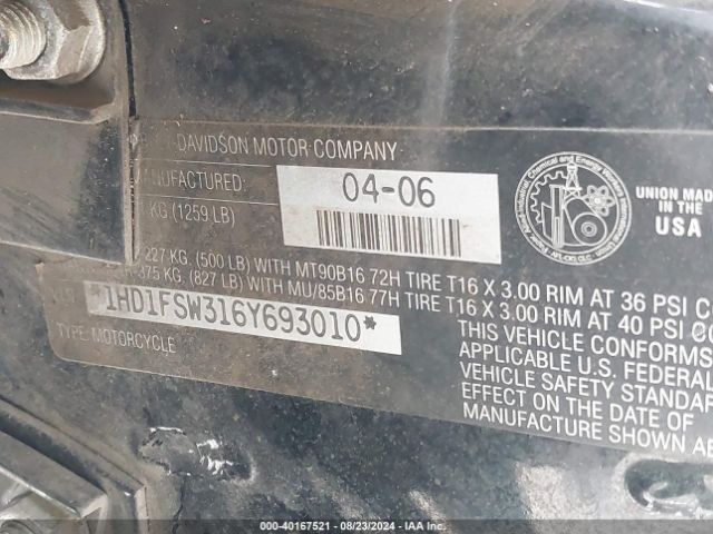 2006 HARLEY-DAVIDSON FLTRI 1HD1FSW316Y693010 Photo 9