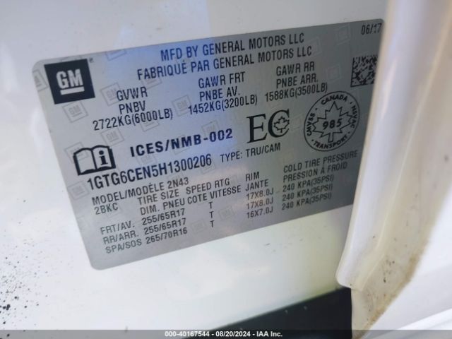 1GTG6CEN5H1300206 GMC CANYON SLE