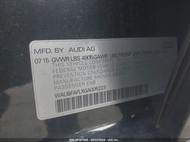 WAUBFAFLXGA005223 Audi A4 2.0t Premium