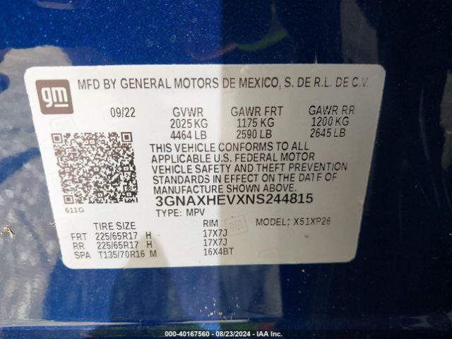 2022 CHEVROLET EQUINOX 3GNAXHEVXNS244815 Photo 8