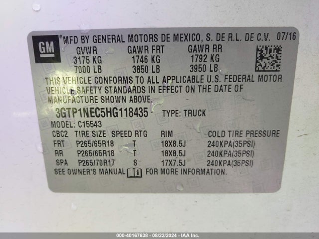 GMC Sierra 1500 Slt 2017 3GTP1NEC5HG118435 Image 9