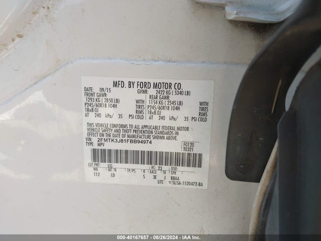 Ford EDGE SEL 2015 2FMTK3J81FBB94974 Image 9
