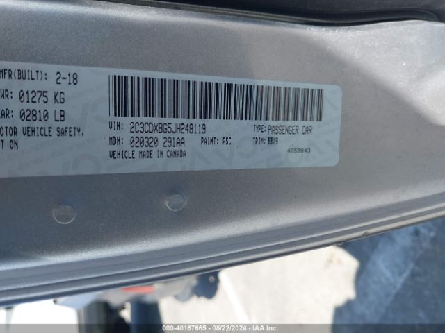 2C3CDXBG5JH248119 Dodge Charger Sxt Rwd