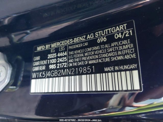 W1K5J4GB2MN219851 Mercedes-Benz CLA 250