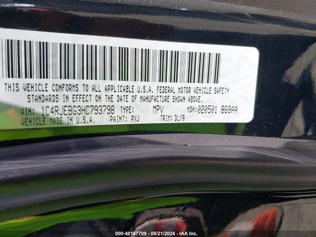 1C4RJEBG3HC793798 Jeep Grand Cherokee Limited 4x2