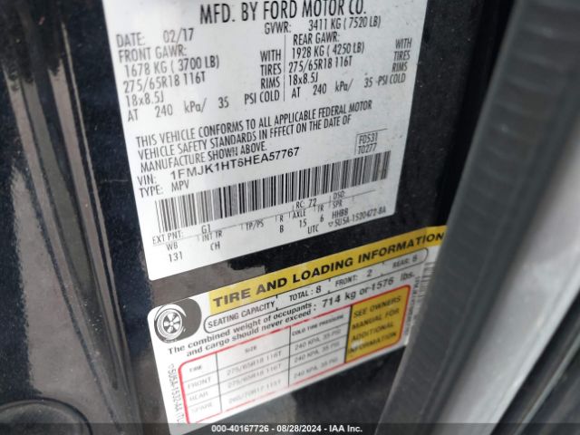 1FMJK1HT6HEA57767 Ford Expedition El Xlt