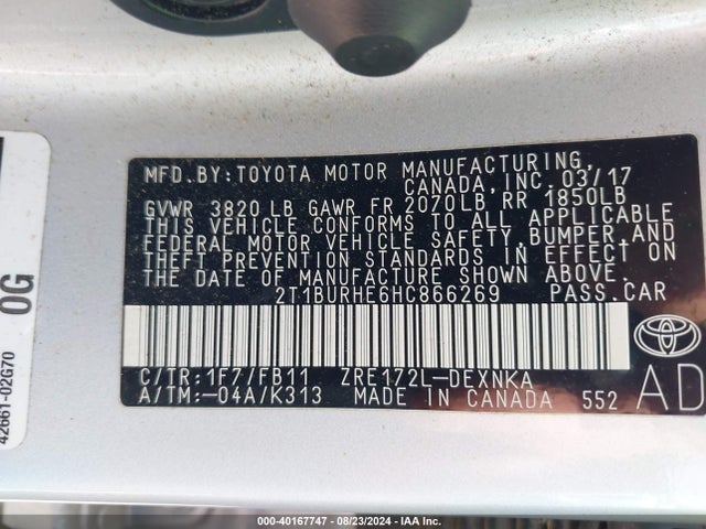 Toyota COROLLA LE 2017 2T1BURHE6HC866269 Image 9