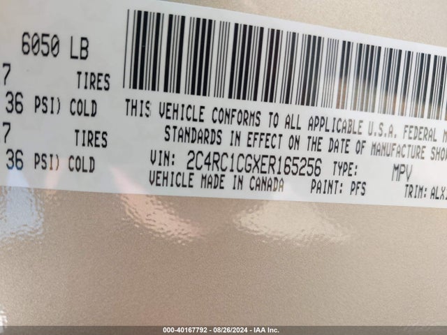 2C4RC1CGXER165256 Chrysler Town & Country Touring-l