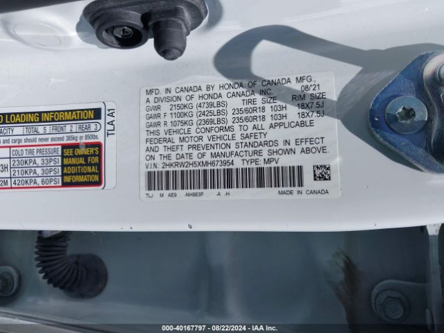 2HKRW2H5XMH673954 Honda Cr-v Awd Ex