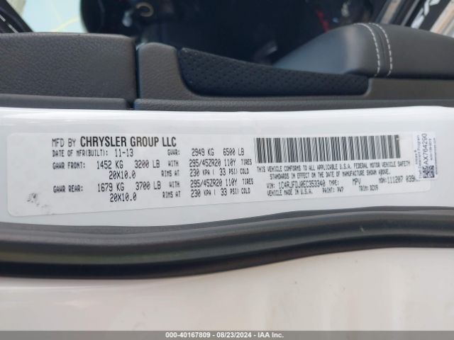 1C4RJFDJ0EC353340 Jeep Grand Cherokee Srt8