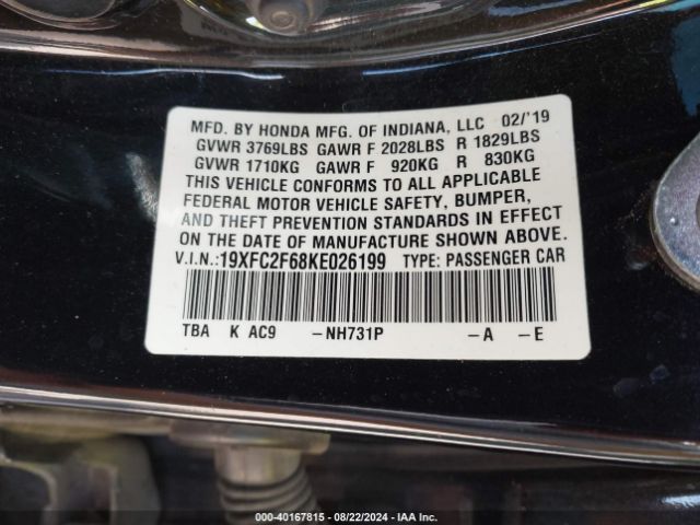 19XFC2F68KE026199 Honda Civic Lx