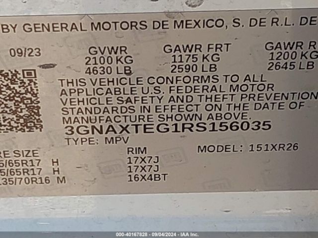 3GNAXTEG1RS156035 Chevrolet Equinox Awd 2fl