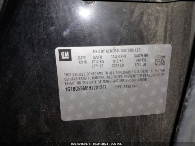 1G1BC5SM6H7201247 Chevrolet Cruze Ls Auto