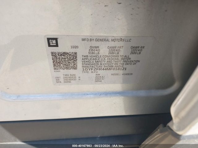 1GYFZFR44MF018121 Cadillac Xt4 Awd Sport