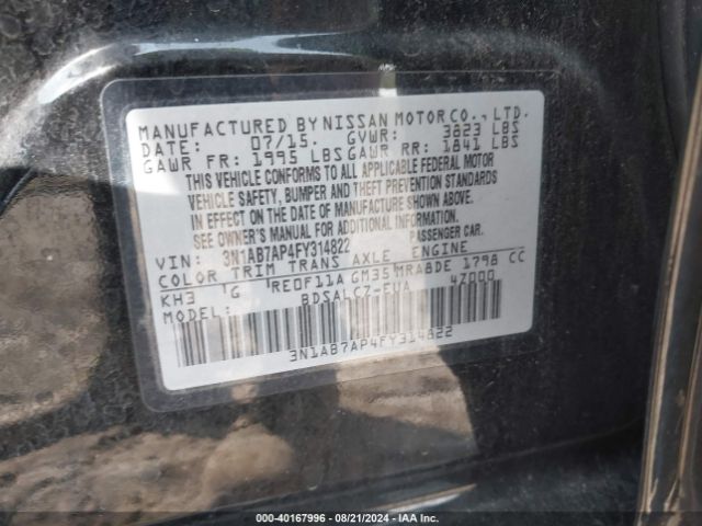 3N1AB7AP4FY314822 Nissan SENTRA S