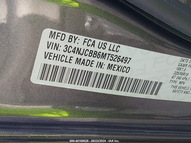 3C4NJCBB6MT526497 Jeep Compass Altitude Fwd