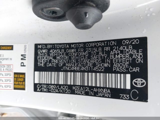 JTNC4MBE4M3114522 Toyota Corolla Xse