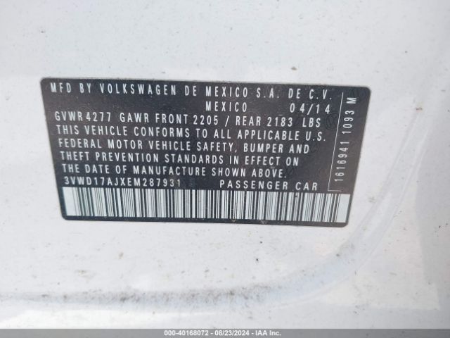3VWD17AJXEM287931 Volkswagen Jetta 1.8t Se