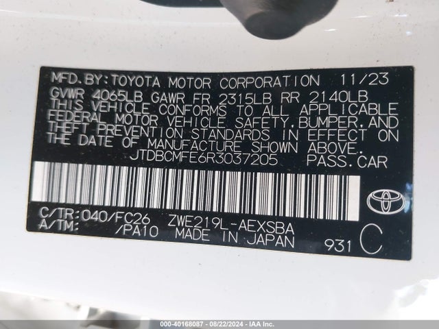 Toyota Corolla Hybrid Se 2024 JTDBCMFE6R3037205 Image 9