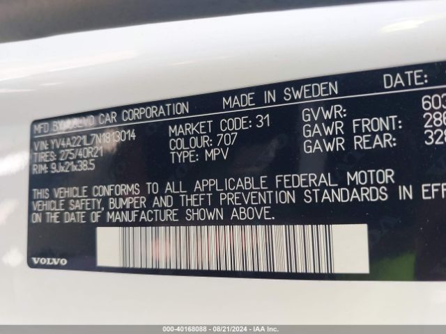 YV4A221L7N1813014 Volvo Xc90 T6 Inscription 6 Passenger