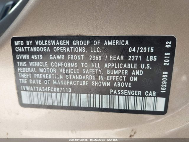 1VWAT7A34FC087113 Volkswagen Passat 1.8t Limited Edition