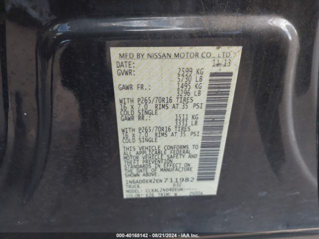 1N6AD0ER2EN711982 Nissan Frontier