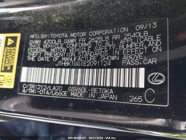 JTHBK1GG1E2091124 Lexus ES 350