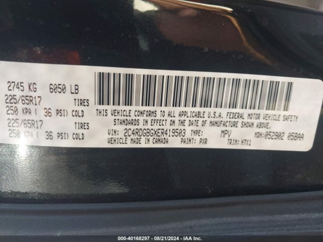 2C4RDGBGXER419503 Dodge Grand Caravan Se