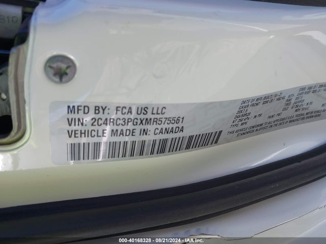 2C4RC3PGXMR575561 Chrysler Pacifica Pinnacle Awd