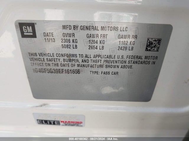 1G4GF5G39EF161666 Buick Lacrosse Premium Ii Group