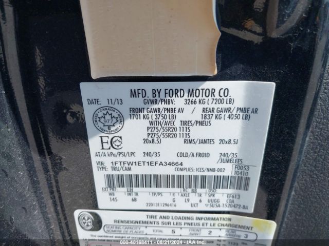 1FTFW1ET1EFA34664 Ford F-150 Fx4