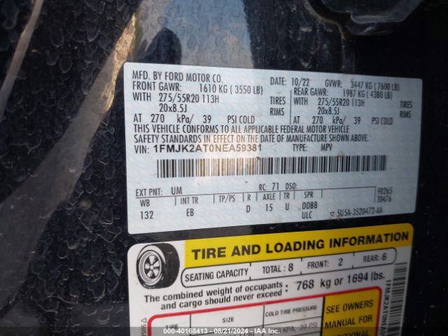 1FMJK2AT0NEA59381 Ford Expedition Limited Max