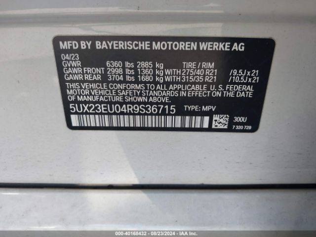 5UX23EU04R9S36715 BMW X5 Xdrive40i