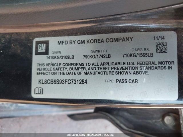Chevrolet Spark Ls Cvt 2015 KL8CB6S93FC731284 Image 9