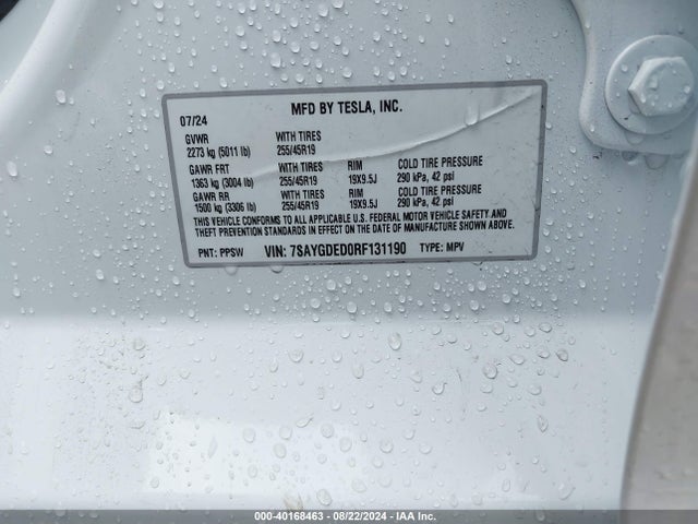 2024 TESLA MODEL Y 7SAYGDED0RF131190 Photo 8