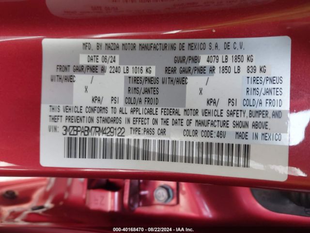3MZBPABM7RM429122 Mazda Mazda3 2.5 S Select Sport