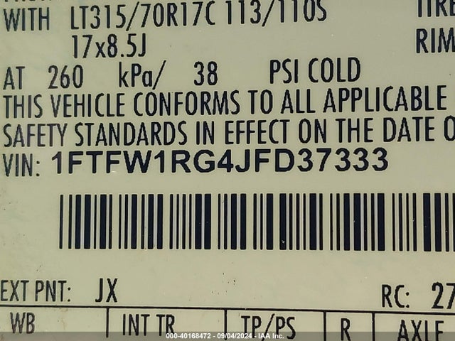 Ford F-150 Raptor 2018 1FTFW1RG4JFD37333 Image 9