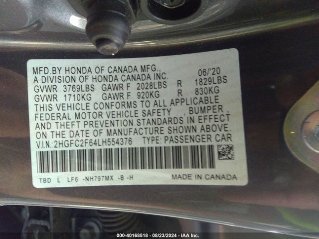 2HGFC2F64LH554376 Honda Civic Lx