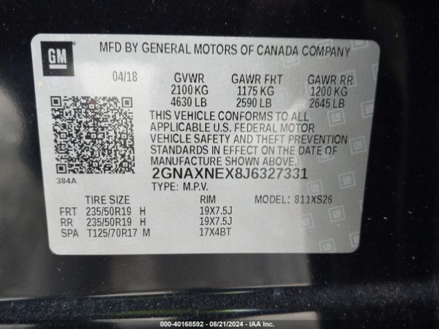 2GNAXNEX8J6327331 Chevrolet Equinox Premier