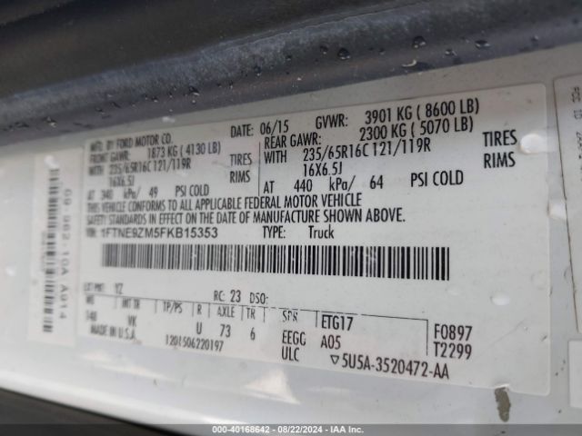 1FTNE9ZM5FKB15353 Ford Transit-150