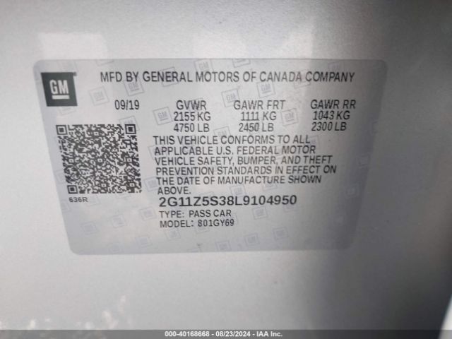 2G11Z5S38L9104950 Chevrolet Impala Fwd Lt