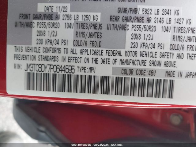 JM3TCBDY7P0644595 Mazda Cx-9 Grand Touring
