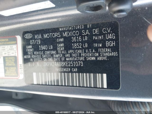 3KPA24AB8KE251073 KIA RIO S